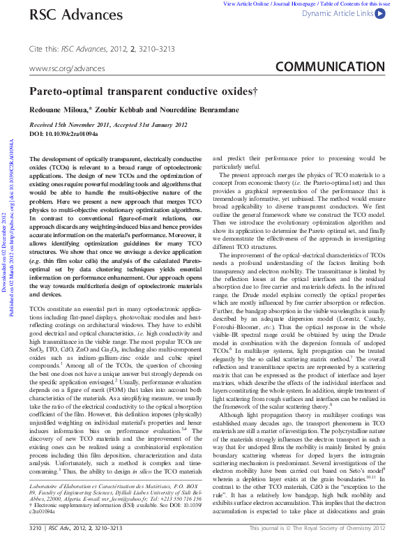 (PDF) Paretooptimal transparent conductive oxides Kebbab Zoubir Academia.edu