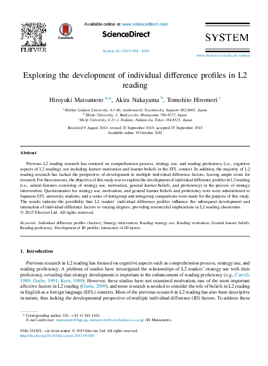 (PDF) Exploring the development of individual difference profiles in L2 ...