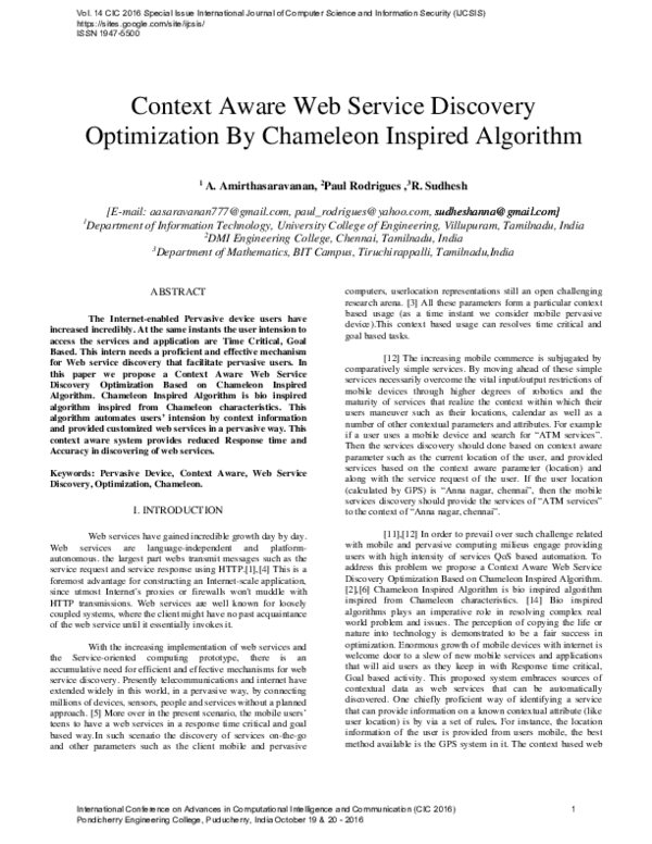 (PDF) Context Aware Web Service Discovery Optimization By Chameleon ...