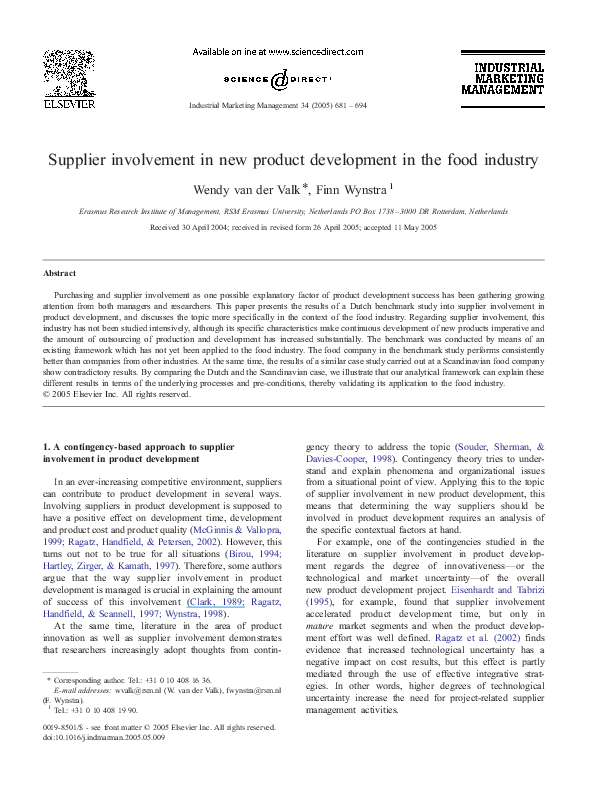 (PDF) Supplier involvement in new product development and innovation ...