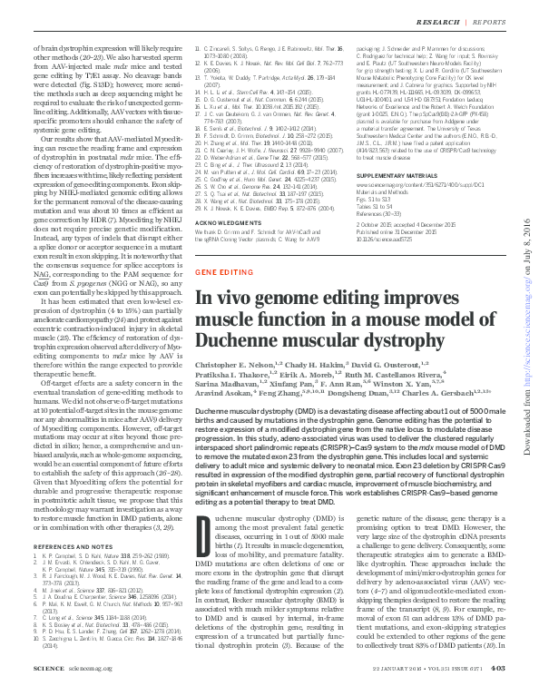 (PDF) 0 3 REPORT In vivo genome editing improves muscle function in a ...