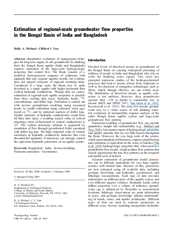 (PDF) Estimation of regional-scale groundwater flow properties in the ...