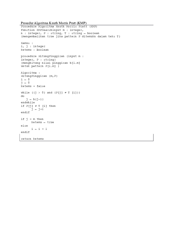 (DOC) Prosedur Algoritma Knuth Morris Pratt (KMP)