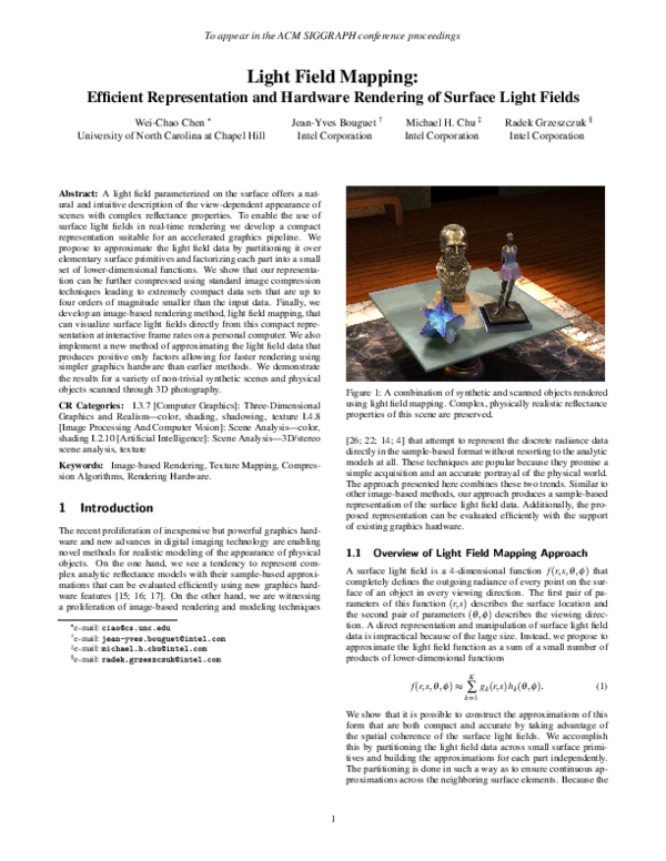 (PDF) Light field mapping efficient representation and hardware