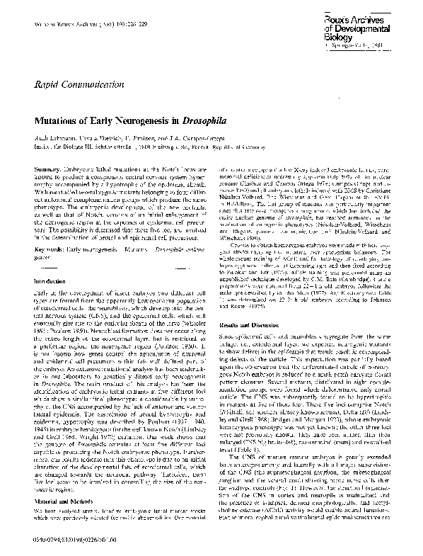 (PDF) Mutations of early neurogenesis in Drosophila