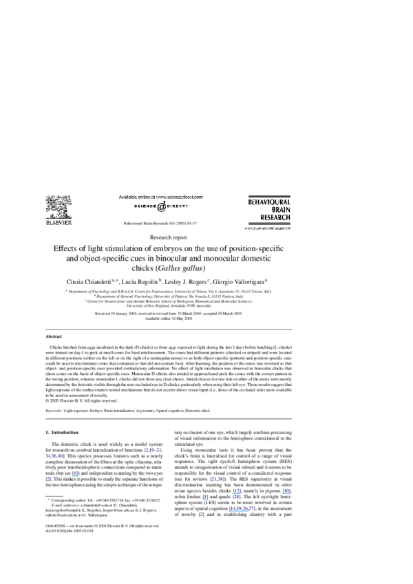 (PDF) Effects of light stimulation of embryos on the use of position ...