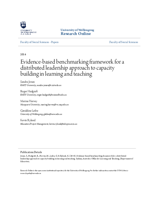 (PDF) Evidence-based benchmarking framework for a distributed ...