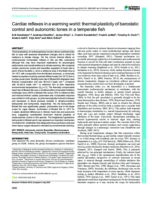 (PDF) Cardiac reflexes in a warming world: thermal plasticity of ...