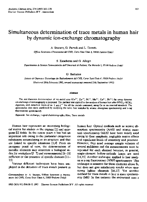 (PDF) Simultaneous determination of trace metals in human hair by ...