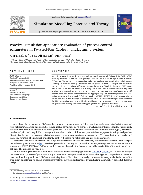 (PDF) Practical simulation application: Evaluation of process control ...