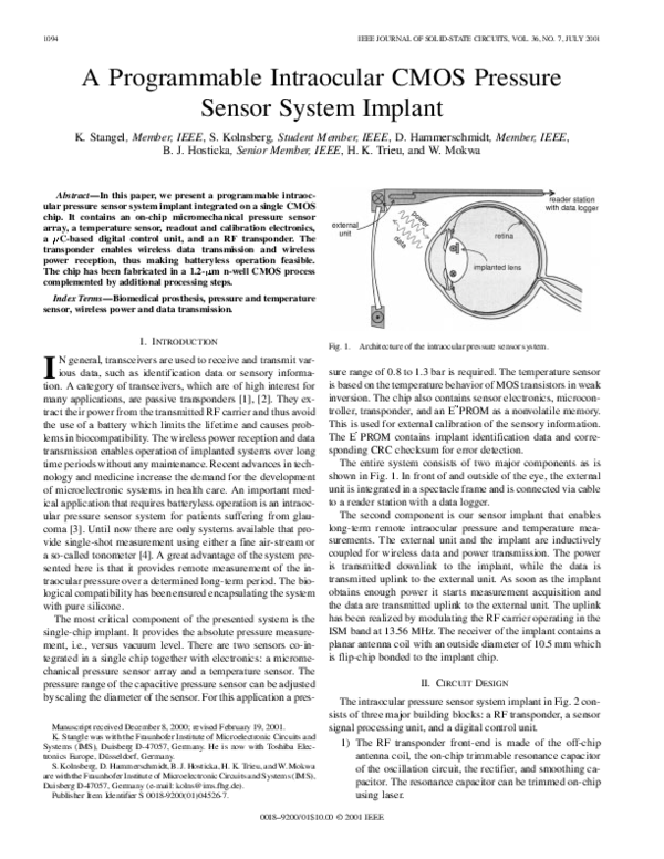 (PDF) A programmable intraocular CMOS pressure sensor system implant