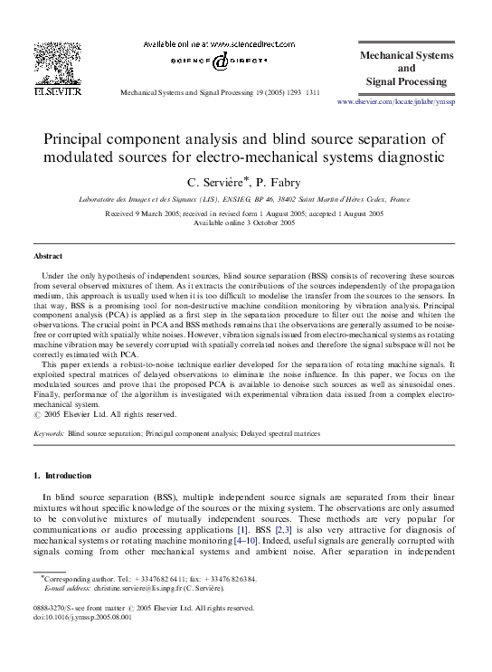 (PDF) Principal component analysis and blind source separation of ...