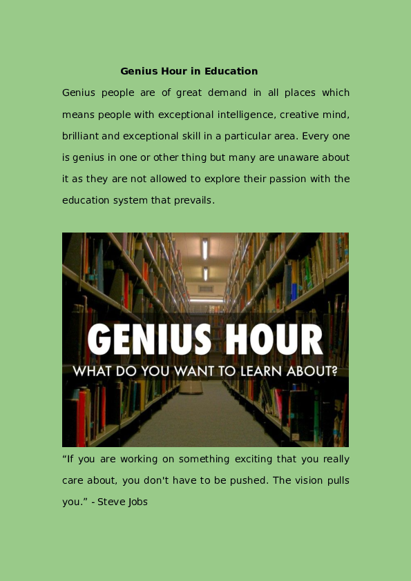 (PDF) Genius Hour in Education