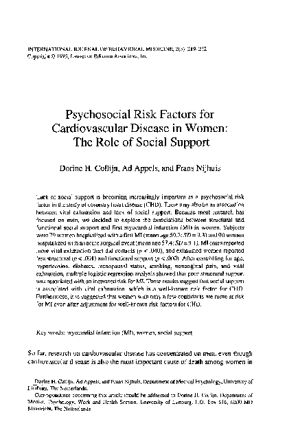 (PDF) Psychosocial risk factors for cardiovascular disease in women ...