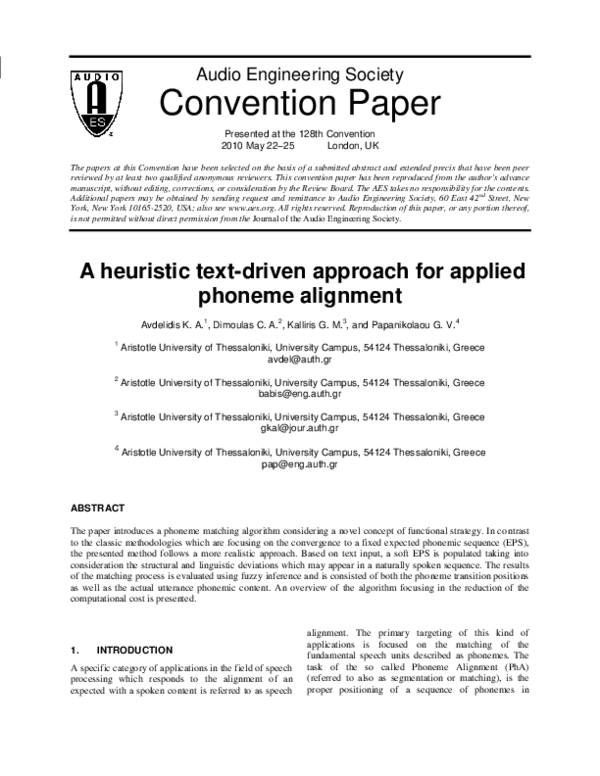 (PDF) A heuristic text-driven approach for applied phoneme alignment