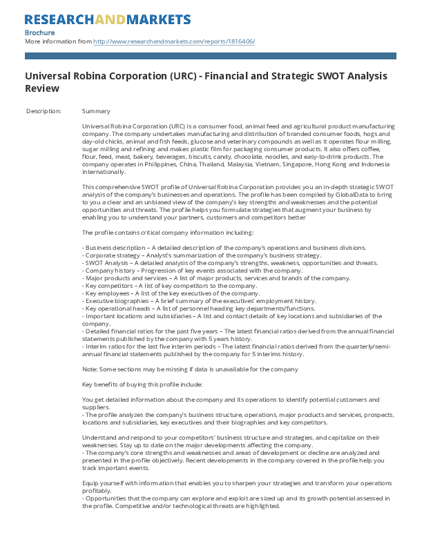 Universal robina corporation strengths and weaknesses image