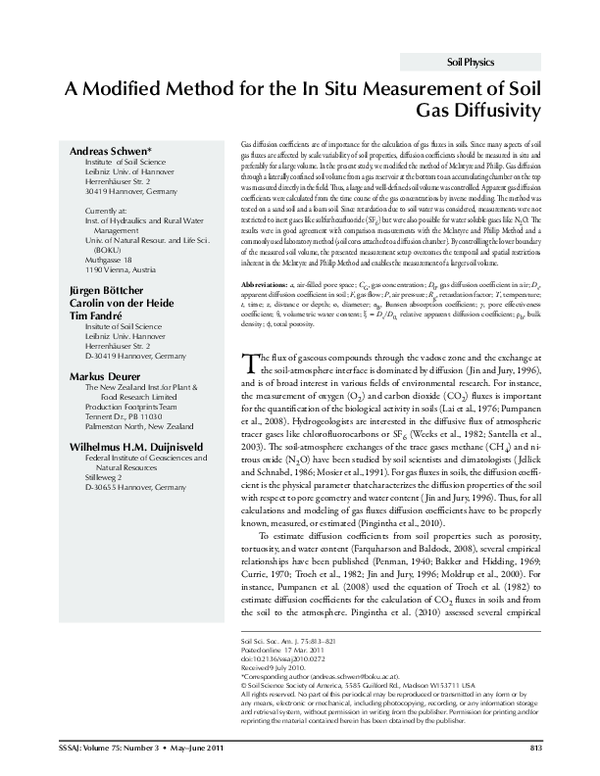 (PDF) A Modified Method for the In Situ Measurement of Soil Gas Diffusivity