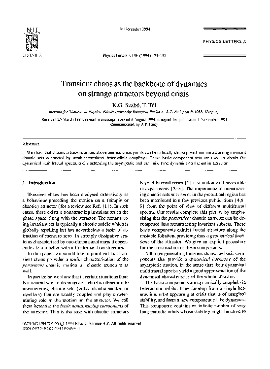(PDF) Transient chaos as the backbone of dynamics on strange attractors ...