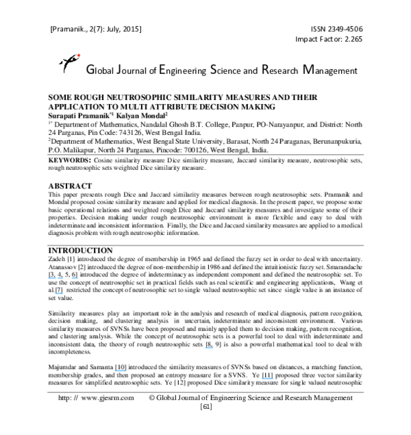 (PDF) Some Rough Neutrosophic Similarity Measures and Their Application ...