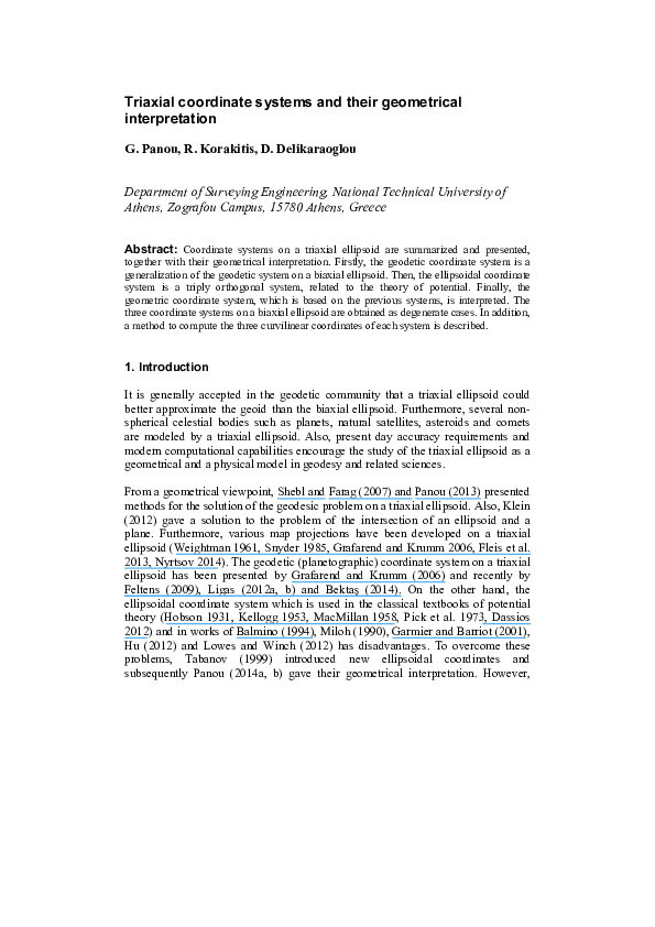 (PDF) Triaxial coordinate systems and their geometrical interpretation