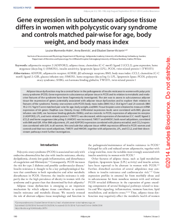 (PDF) Gene expression in subcutaneous adipose tissue differs in women ...