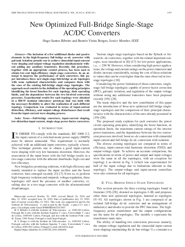 (PDF) New Optimized Full-Bridge Single-Stage AC/DC Converters