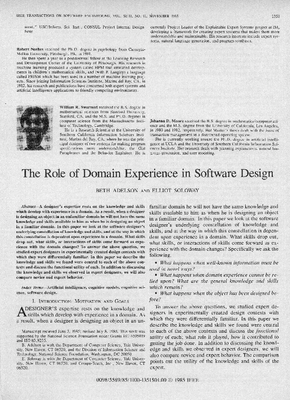 (PDF) The Role of Domain Experience in Software Design