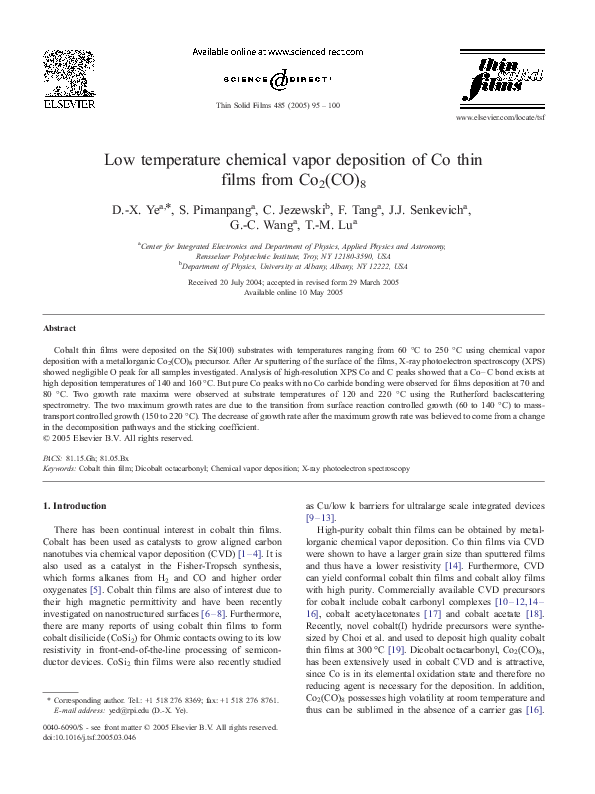 (PDF) Low temperature chemical vapor deposition of Co thin films from ...