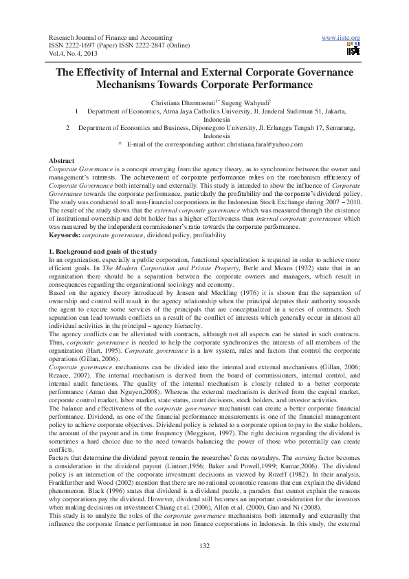 (PDF) The Effectivity of Internal and External Corporate Governance ...