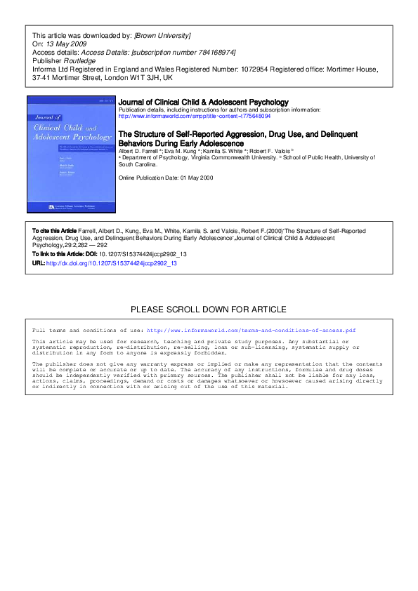 (PDF) The Structure of Self-Reported Aggression, Drug Use, and ...