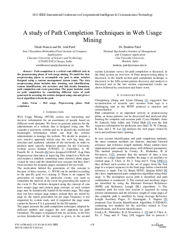 (PDF) A study of Path Completion Techniques in Web Usage Mining