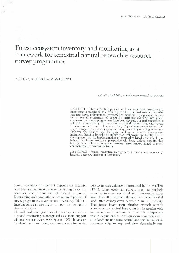 (PDF) Forest ecosystem inventory and monitoring as a framework for ...