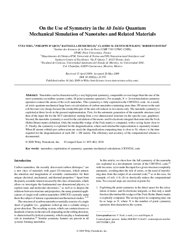(PDF) On the use of symmetry in the ab initio quantum mechanical ...