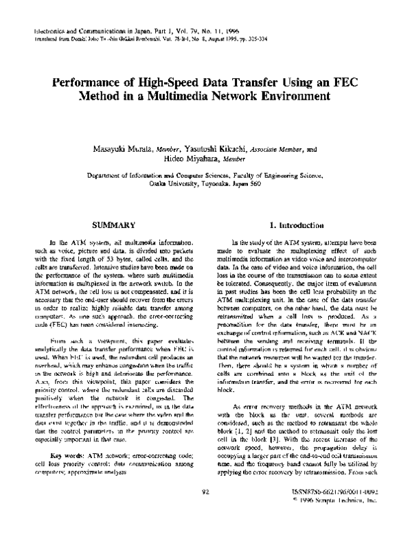 (PDF) Performance of high-speed data transfer using an fec method in a ...