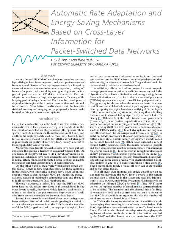 (PDF) Automatic rate adaptation and energy-saving mechanisms based on ...