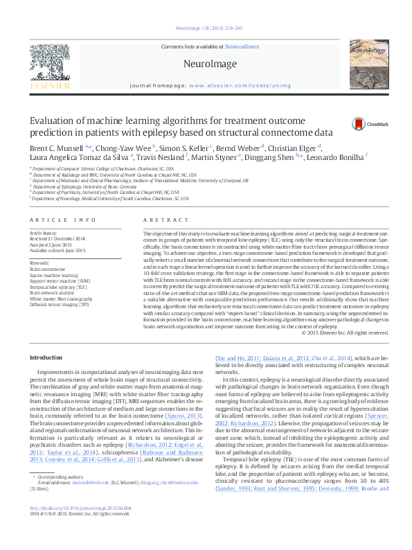 (PDF) Evaluation of machine learning algorithms for treatment outcome ...