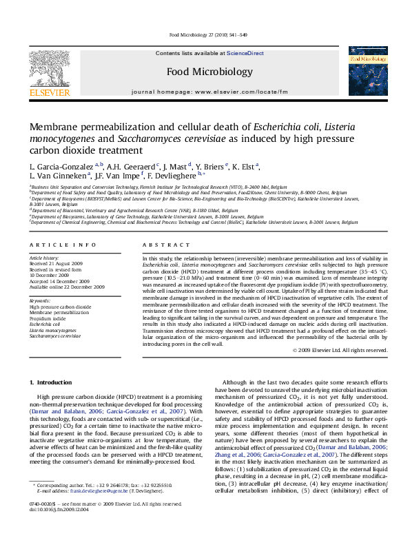 (PDF) Membrane permeabilization and cellular death of Escherichia coli ...