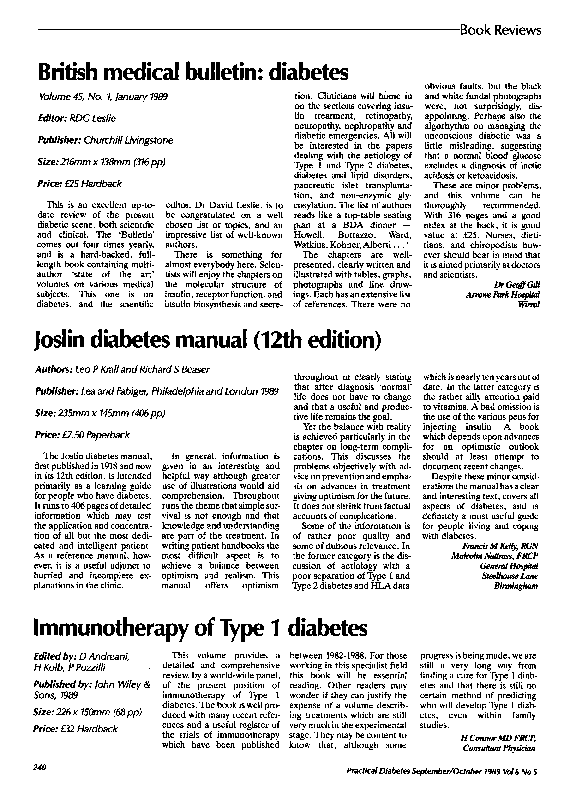 (PDF) British medical bulletin Diabetes. Volume 45, No. 1, January