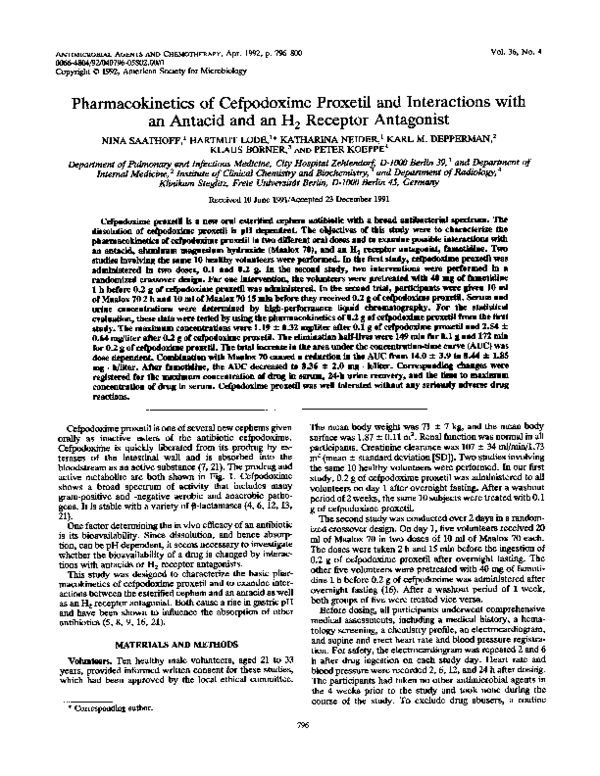 (PDF) of cefpodoxime proxetil and interactions with an