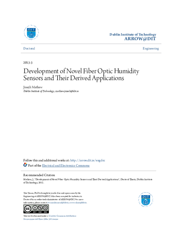(PDF) Development of Novel Fiber Optic Humidity Sensors and Their ...