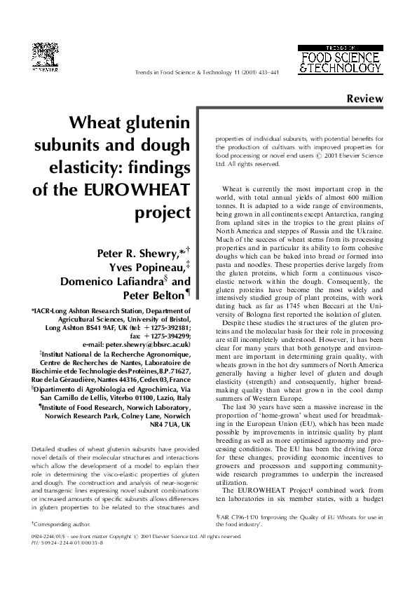 (PDF) Wheat glutenin subunits and dough elasticity findings of the