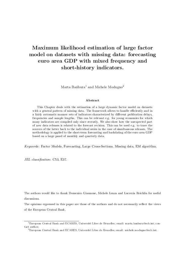 (PDF) Maximum likelihood estimation of large factor model on datasets ...
