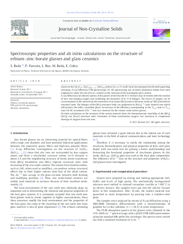 (PDF) Spectroscopic properties and ab initio calculations on the ...