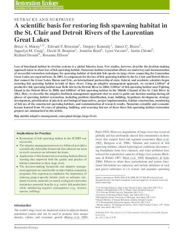 (PDF) A scientific basis for restoring fish spawning habitat in the St ...