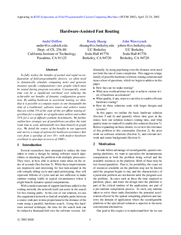 (PDF) Hardware-assisted fast routing