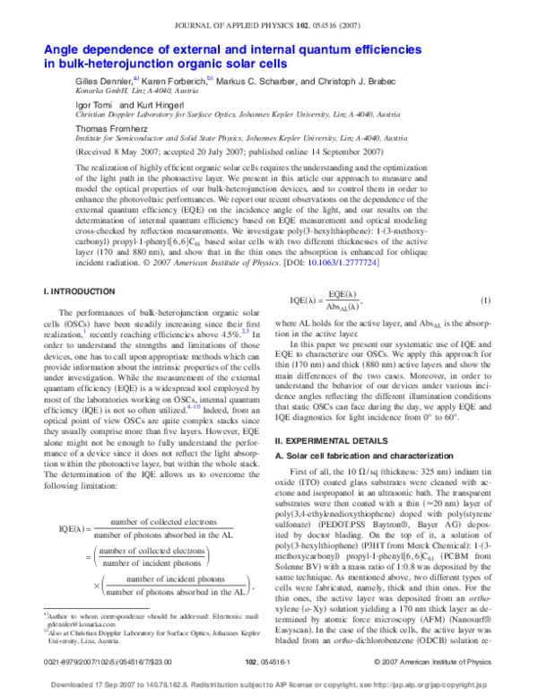 (PDF) Angle dependence of external and internal quantum efficiencies in ...