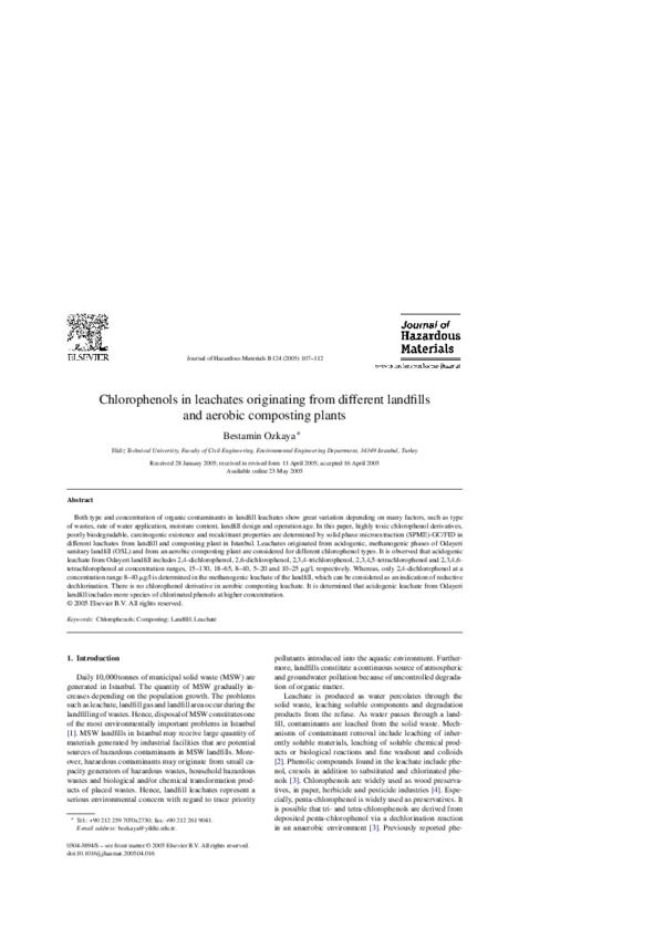 (PDF) Chlorophenols in leachates originating from different landfills ...