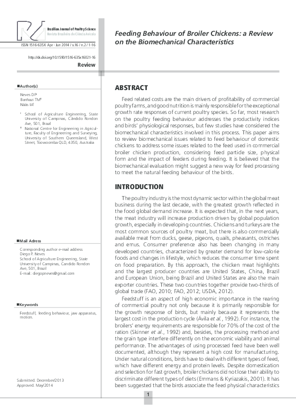 (PDF) Feeding behaviour of broiler chickens: a review on the ...