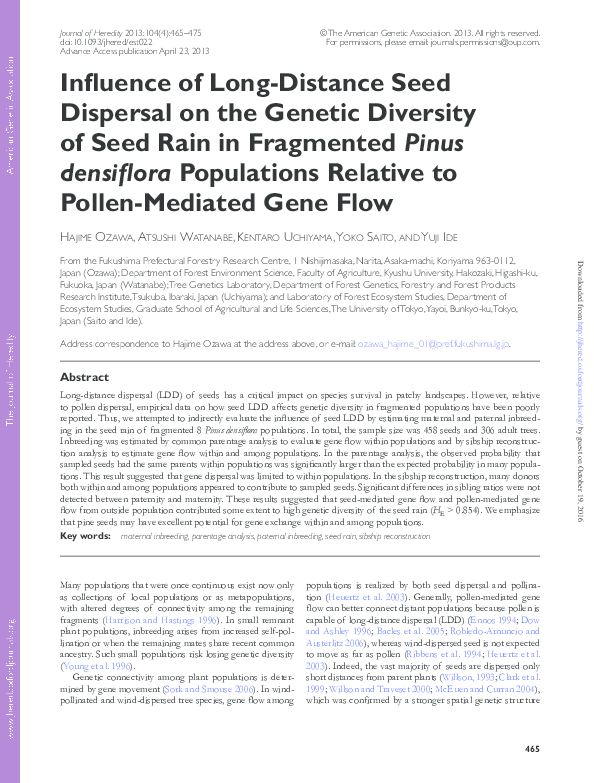 (PDF) Influence of Long-Distance Seed Dispersal on the Genetic ...