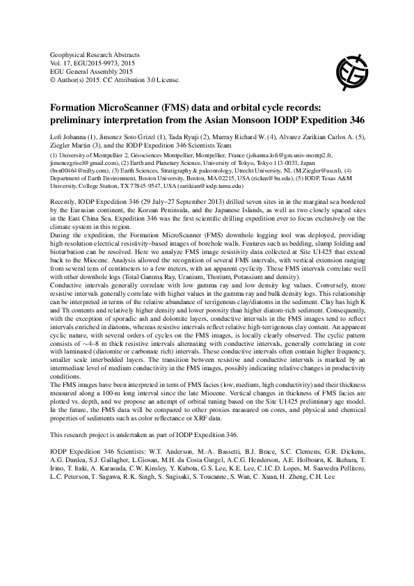 (PDF) Formation MicroScanner (FMS) data and orbital cycle records ...